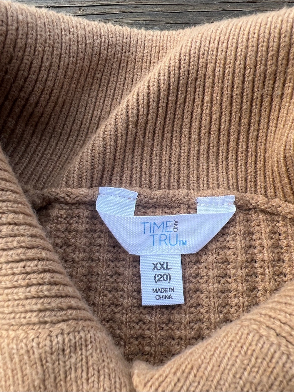 Time and Tru Ribbed Button-Front Sweater - Camel - Picture 6 of 12